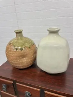 陶器製花瓶 花入 徳利 2個セット