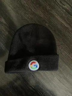 Google ロゴ付き 黒 ニット帽