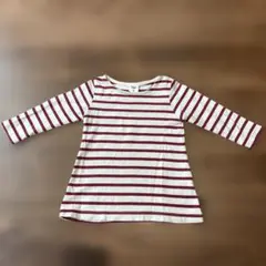 【西松屋】白×赤ストライプ 長袖カットソー 80cm 保育園着 洗い替え