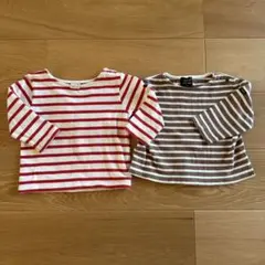 プティマイン　長袖 ボーダー カットソー セット