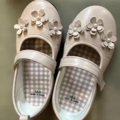 フォーマルシューズ 18.0 ピンク 花飾り付き