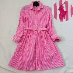 美品 人気モデル ポロラルフローレン 赤シャツ ワンピース ポニー刺繍