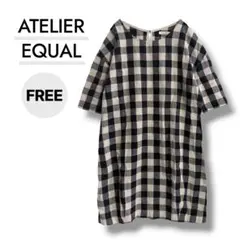 【美品】ATELIER EQUAL チュニック 半袖ワンピース チェック リネンのサムネイル