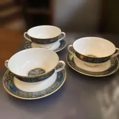 ロイヤルドルトン【カーライル】スープ皿 ダブルハンドルカップ
