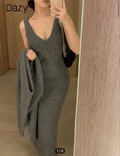 SHEIN DAZY 2枚セット ニットワンピース　カーディガン　グレー