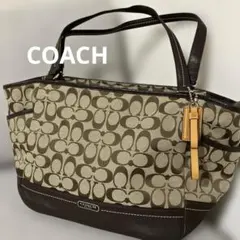 COACH/レディース/シグネチャー/トートバッグ/ブラウン