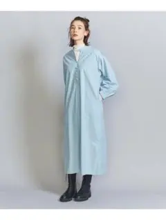 BEAUTY＆YOUTH　コットンタイプライターフロントボタンステッチワンピース