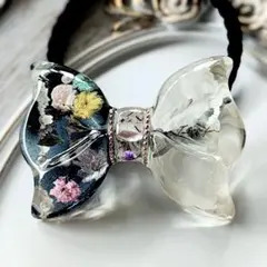 ✾ ヘアゴム ✾ リボンドライフラワー レジン ハンドメイド 大きいです