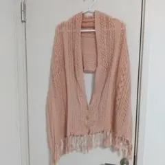 春カラー ピンク レース編み ストール カーディガン風