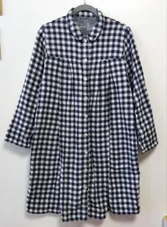 無印良品ギンガムチェック パジャマ S-M　ネイビー×ホワイト　授乳服