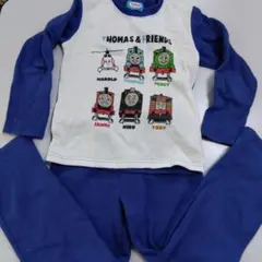 古着パジャマ130cmトーマス柄フリース長袖長ズボン1セット秋冬物