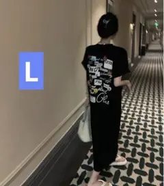 【新品！未使用！】ロングTシャツ ブラック　Lサイズ　シャツワンピ　オーバー