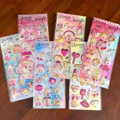 6枚セット シャカシャカ 3D 立体 シール グリッター スパンコール