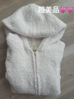 ジェラートピケ　ピンク×ホワイト　ボーダー　フード付きパーカー　フリーサイズ