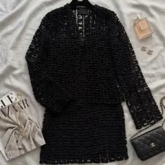 美品　GIVENCHY　4Gレース　アンサンブル　カーディガン　ワンピース　黒のサムネイル