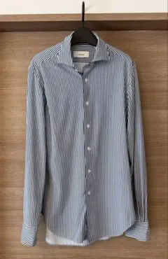 ラルディーニ LARDINI ストライプ長袖シャツ ネイビー　38のサムネイル