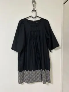 ワンピース　チュニック　黒　ブラック　ships シップス　刺繍