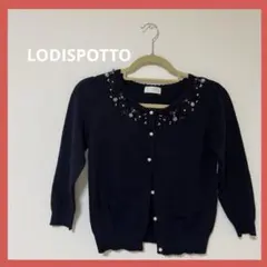 【美品】LODISPOTTO 7分袖　フラワーカーディガン　紺　ネイビー
