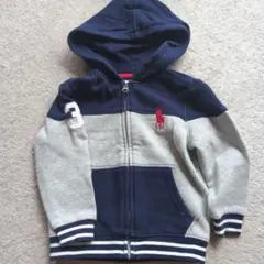 Ralph Lauren フード付きジッパートレーナー 24M ネイビー/グレー