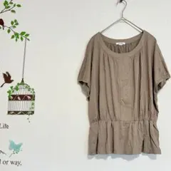 エンスウィート/ レーヨン混ギャザートップス フレンチスリーブ L