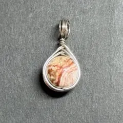 WP258S 天然石 ワイヤー ペンダントトップ クレイジーレースアゲート