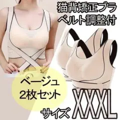猫背矯正ブラ 2枚セット 4Lノンワイヤー スポーツブラ ナイトブラ ベージュ