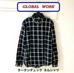 グローバルワーク グラフチェックデザイン メンズ ボタンダウンシャツ
