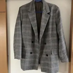 GU チェック柄 ダブルブレストジャケット