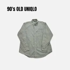 90s old UNIQLO 緑 退色 長袖シャツ vintage アーカイブ