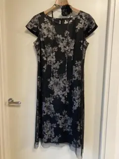 バラ柄 フォーマルワンピース チュールレース