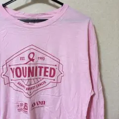 【L】フルーツオブザルーム ロンT ピンク ピンクリボン 古着 XL相当のサムネイル