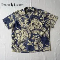 ポロバイラルフローレン CLAYTON シャツ XL シルク リネン 総柄 開襟
