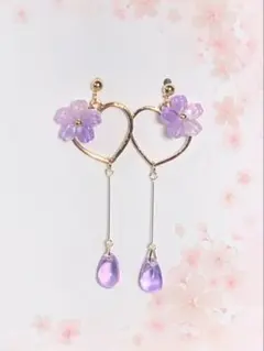 788/桜/チェコビーズ/ロング/ピアス(イヤリング変更可)