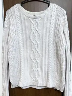 OLD NAVYホワイト ケーブルニット 長袖セーター