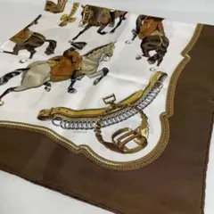 エルメス HERMES カレ 85 スカーフ ヴィンテージ レア 青 茶 ブルー