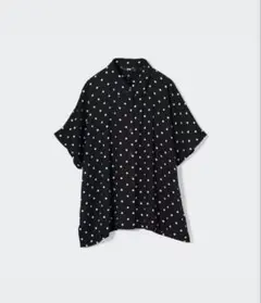 UNIQLO ドット柄 半袖シャツ ブラック 水玉 Tシャツ シアー 薄手 Mのサムネイル