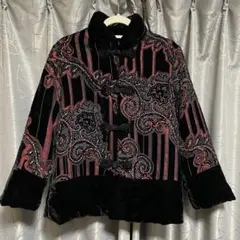 チャイナ服 ジャケット ベロア ペイズリー柄