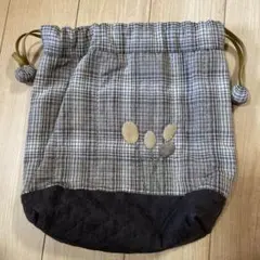 チェック柄　ハンドメイド　巾着
