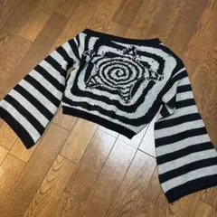 ROMWE 長袖ニット セーター ブラック×グレー