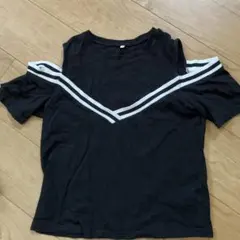 GU 肩出し 半袖カットソー ブラック 140cm