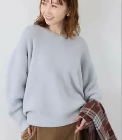 ニット　長袖　Vネック　マシンウォッシャブル　水色　ライトブルー　M 38