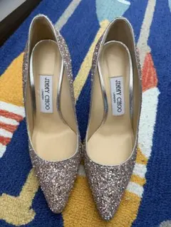 JIMMY CHOO シルバー系 グリッターフラットシューズ 37 - メルカリ