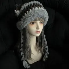 う*み様 【ゲリラオークションstart】256ハンドメイド編み物　猫耳ニット帽