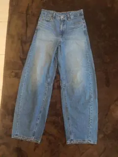 GU バレルレッグジーンズ M ブルー 丈長め 美品