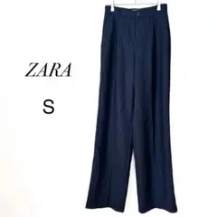 ザラ　ハイウエストパンツ　黒　S 24 ワイドパンツ　センタープレス　美脚