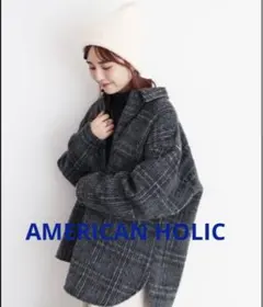 AMERICAN HOLIC アウター シャギーチェックBIGCPO レディース