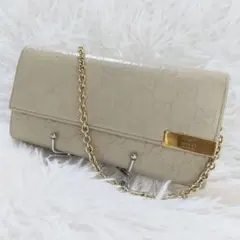 レア美品✨️グッチ◇チェーンウォレットフラップ長財布　シマレザーゴールド金具のサムネイル