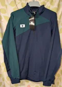 DESCENTE ハーフジップジャケット ネイビーxグリーン タグ付き L