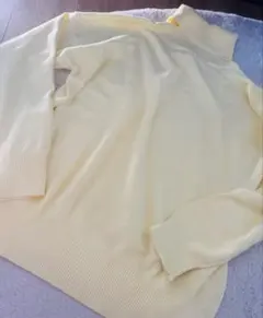 淡い黄色 ハイネックニットセーター