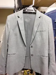 theory セオリー テーラードジャケット グレー ストライプ ウール混
